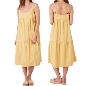 Zulu & Zephyr Ecliptic Cotton Midi Dress Marigold Yellow Sz 6